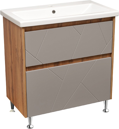 Stella Polare Тумба под раковину Рене 60 дуб вотан/серый – картинка-3